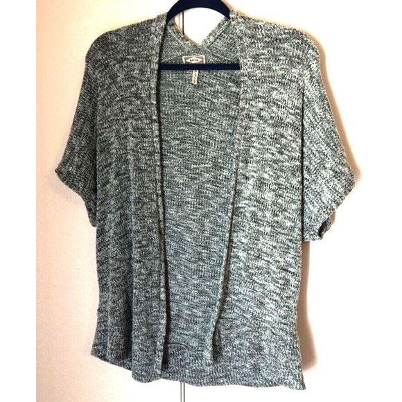 Kirra Womens Cardigan Sweater Gray Marled Short Sleeve Batwing Dolman Knit USA S - Picture 1 of 8